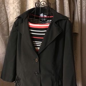 2 piece combo Black jacket  coral striped sweater